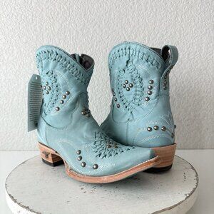 Lane COSSETTE Womens Cowboy Bootie Size 6 Western Cowgirl Blue Short Ankle Boots